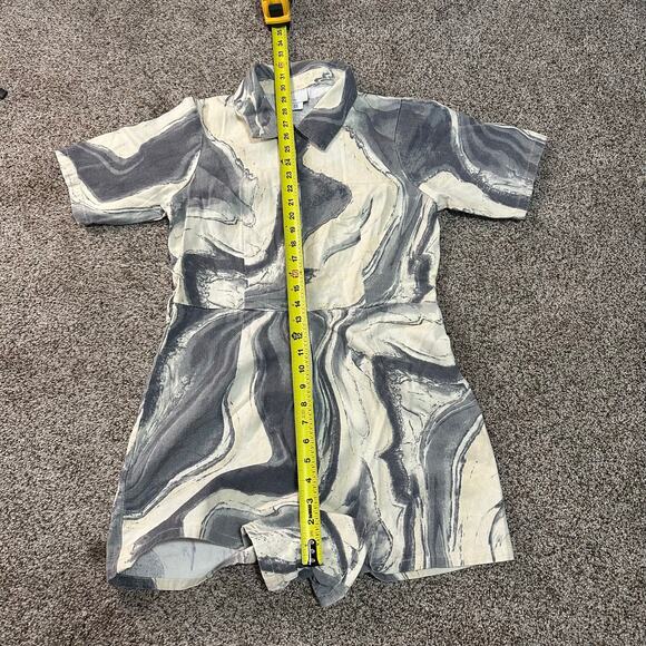 ASOS DESIGN Women's Twill Zip Front Playsuit Size 10 In Marble Print - Picture 7 of 12